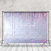 Aperturee - Purple Lines Sparkle White Wall Retro Photo Backdrop
